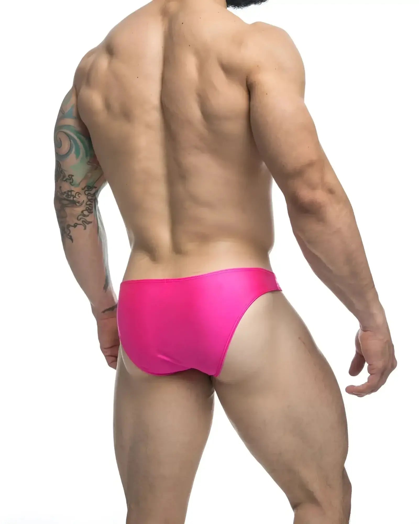 Vibrant pink sleek form-fitting swim trunks justin simon xsj01 classic bikini made for comfortable swimwear use