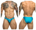 Bright turquoise justin simon xsj01 classic bikini briefs with a sleek form-fitting design for athletic use