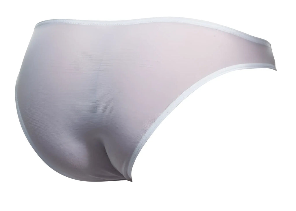 Transparent white mesh briefs with a smooth seamless design from JUSTIN+SIMON classic bikini XSJ01 collection