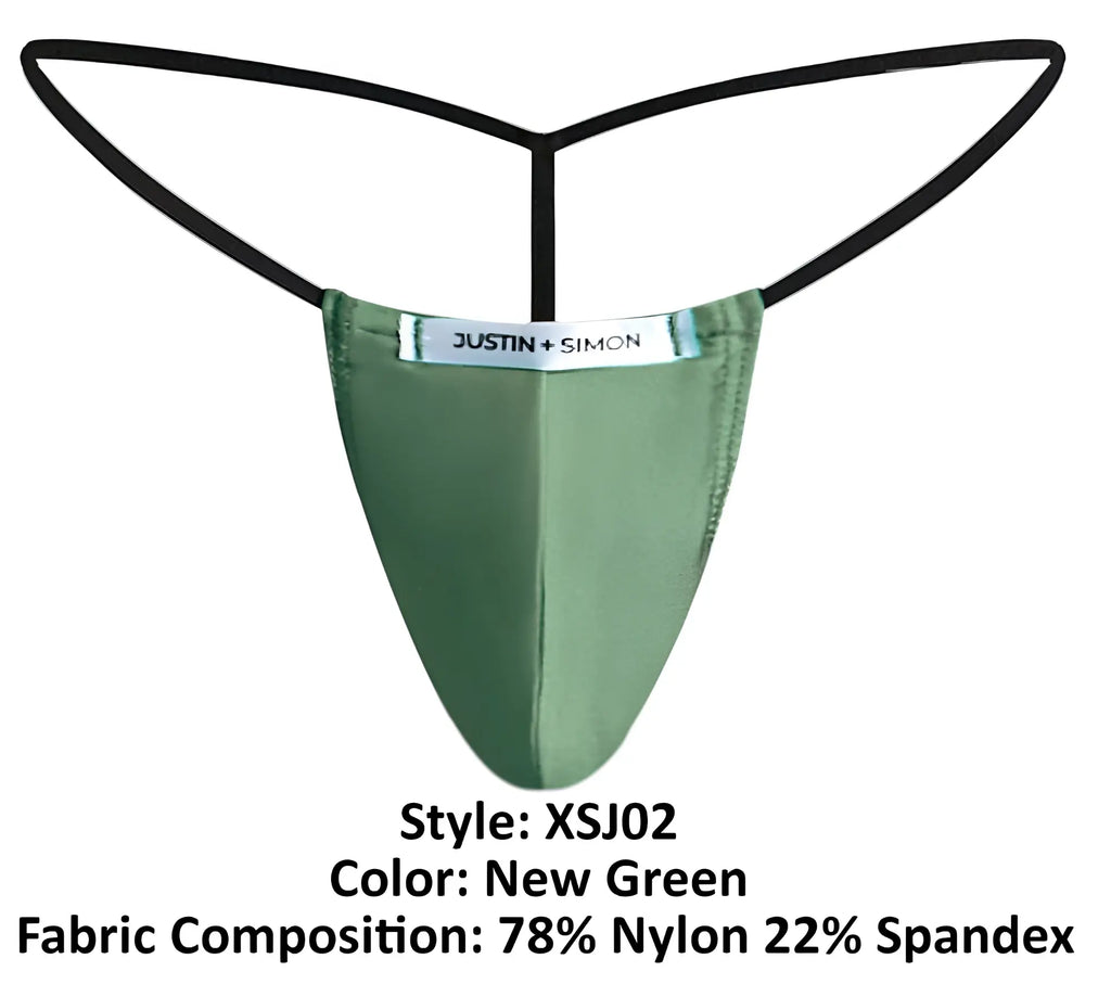 Justin simon xsj02 classic g-string new green in a sleek nylon and spandex blend shown from the back side
