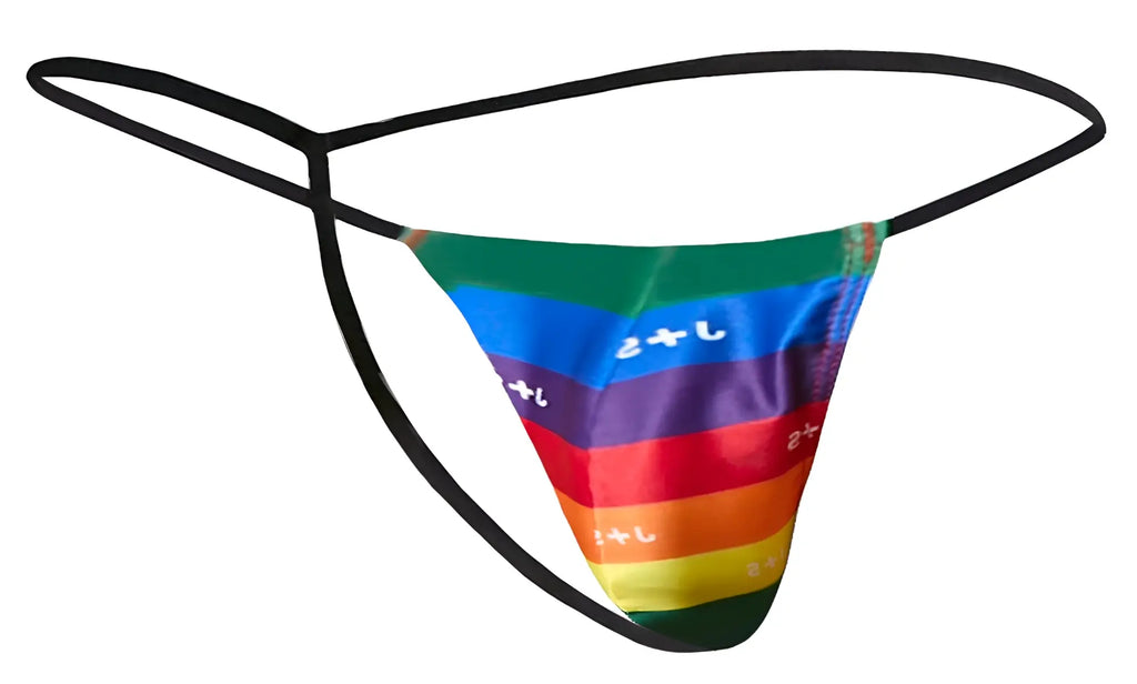 Justin simon xsj02 classic g-string color pride flag rainbow striped thong with black elastic and japanese characters
