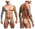 White mesh justin simon xsj02 classic g-string thong with black trim and small front logo