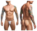 White mesh justin simon xsj02 classic g-string thong with black trim and small front logo