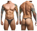 Justin+Simon xsj03 classic black mesh thong with small white label at the front for comfortable wear