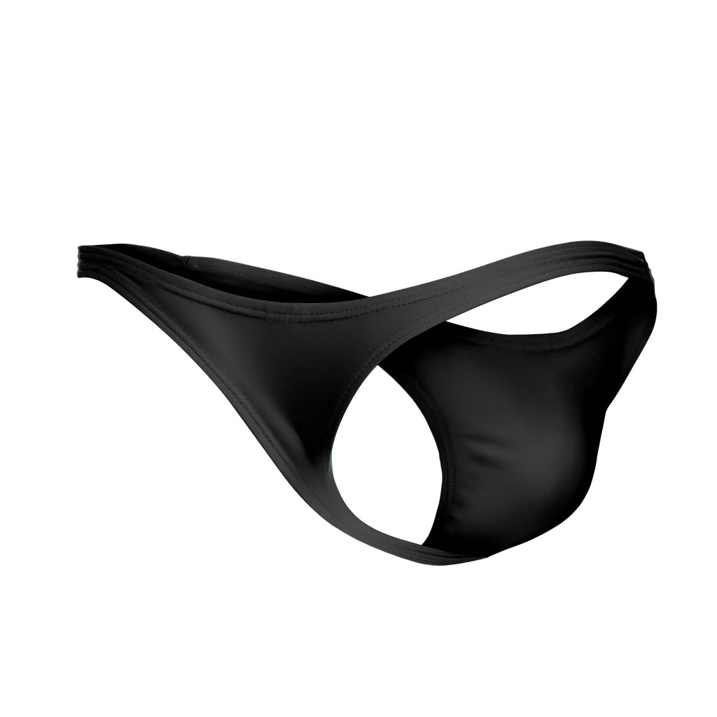 Black justin simon xsj03 classic thong made of smooth stretchy fabric with a sleek minimalist design