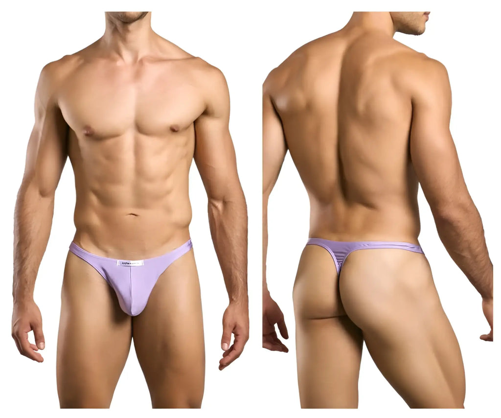Lavender-colored form-fitting thong with smooth fabric and subtle striped waistband from JUSTIN+SIMON XSJ03 Classic Thongs