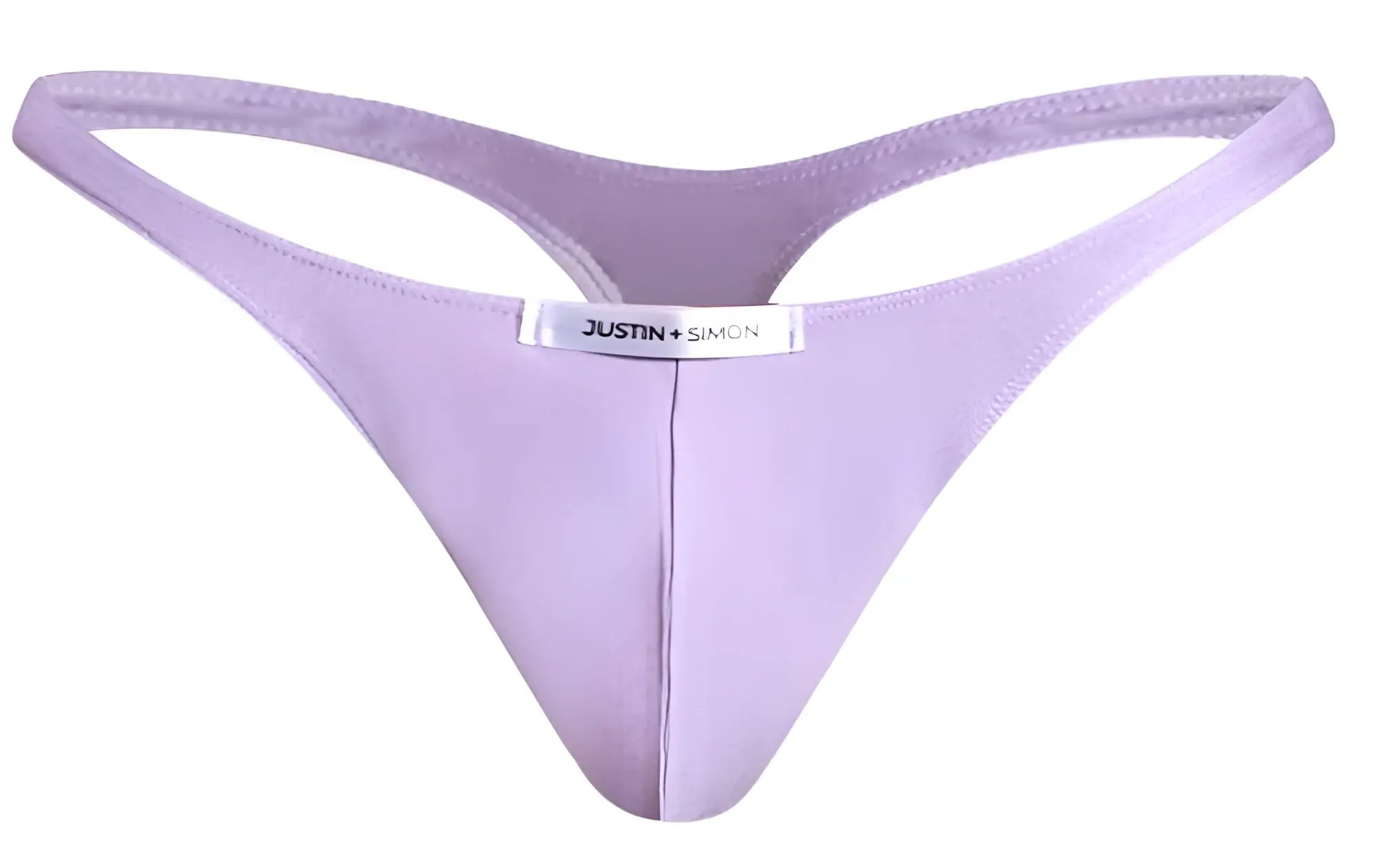 Light purple lilac classic thong with a silver justin simon label at the center for everyday wear