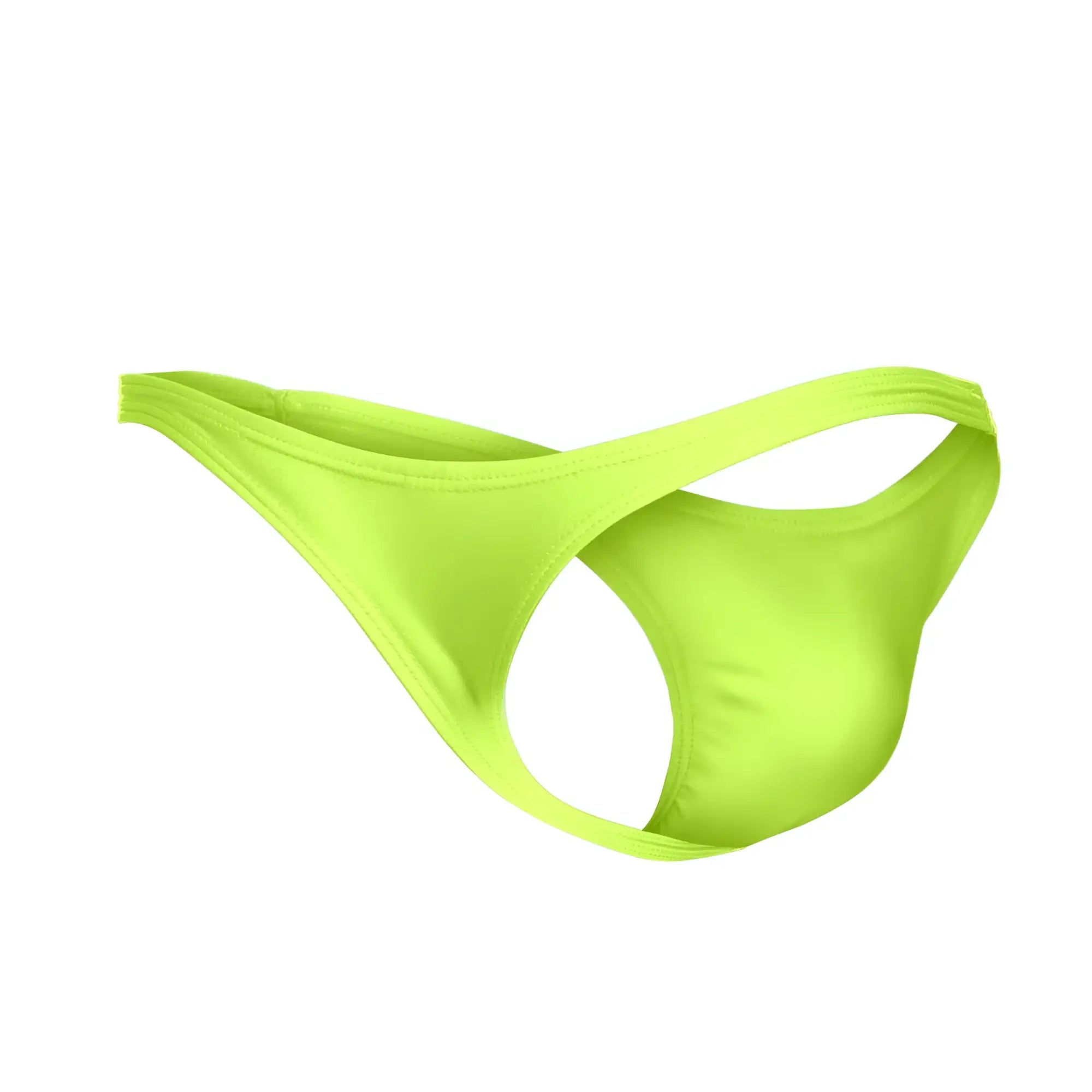 Justin Simon XSJ03 classic thong in neon green made of smooth stretchy fabric with a sleek minimalist design