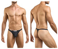 Justin+Simon xsj03 classic black thong briefs with a white label at the front in peach black color