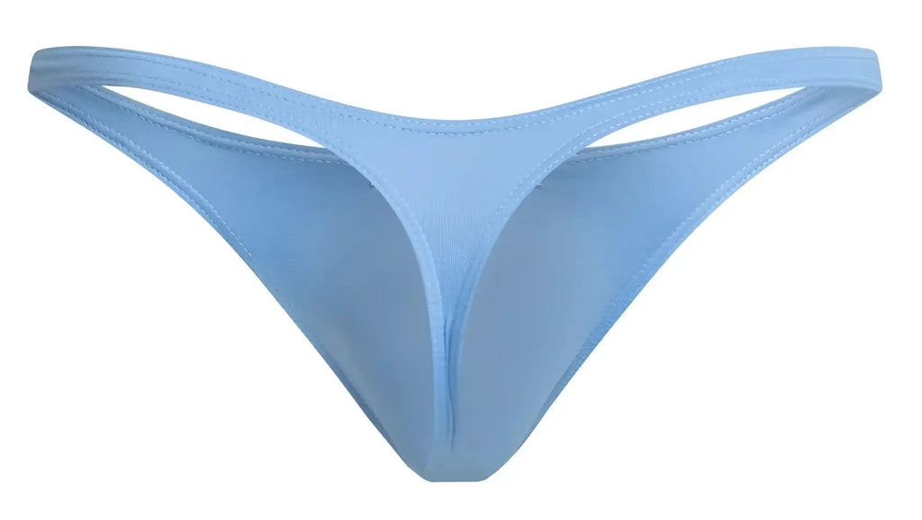 Light blue JUSTIN SIMON XSJ03 classic thong made of smooth stretchy fabric with minimalist design and fine stitching