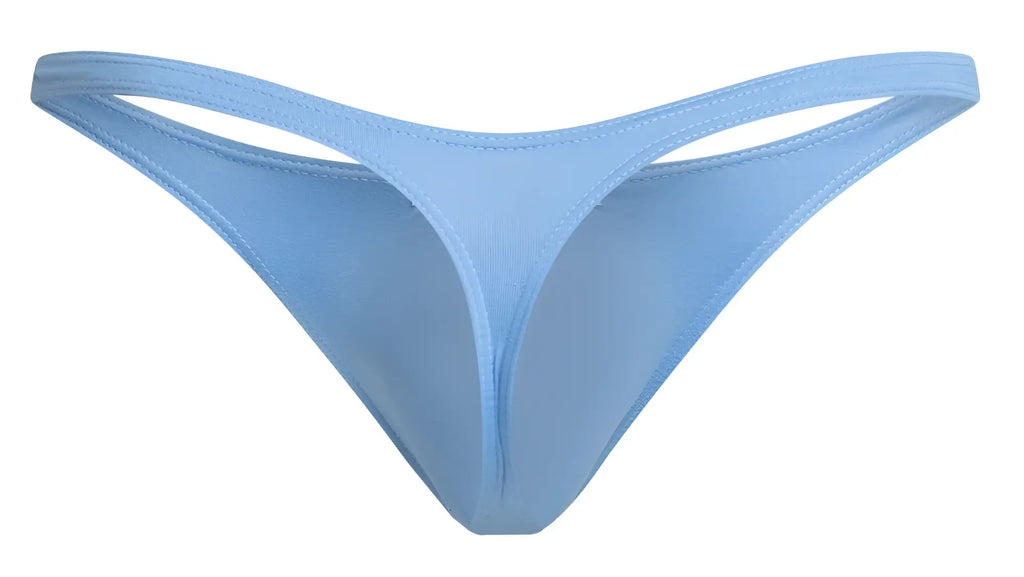 Light blue JUSTIN SIMON XSJ03 classic thong made of smooth stretchy fabric with minimalist design and fine stitching