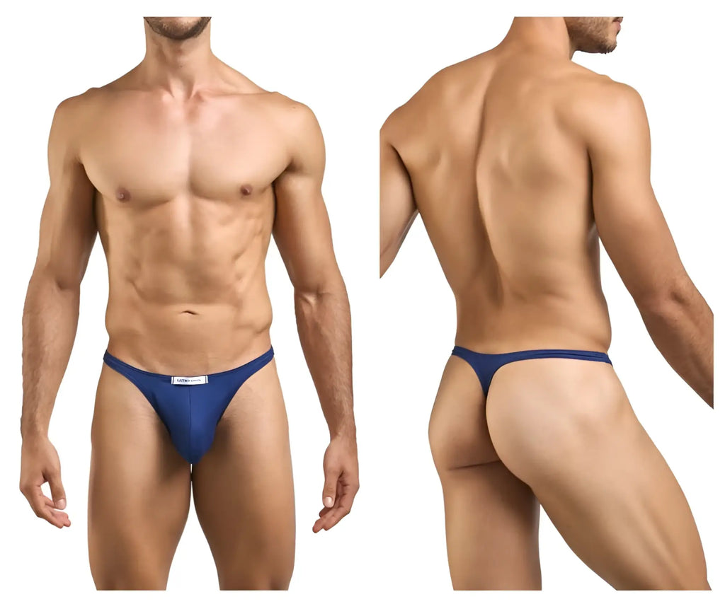 Justin simon classic blue thong with a small white label at the front in peach navy color