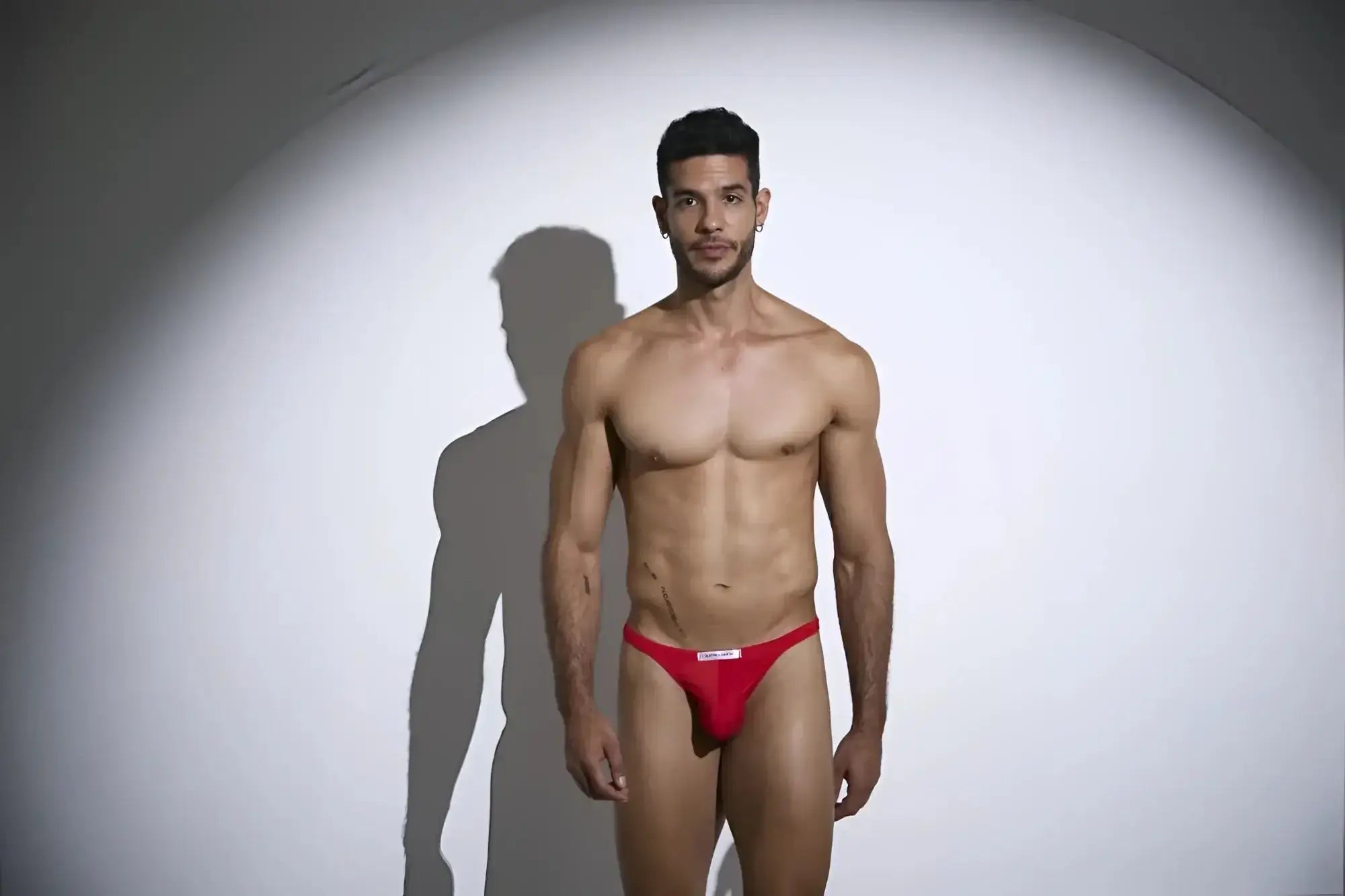 Justin simon xsj03 classic red athletic briefs with small white logo on front for active wear
