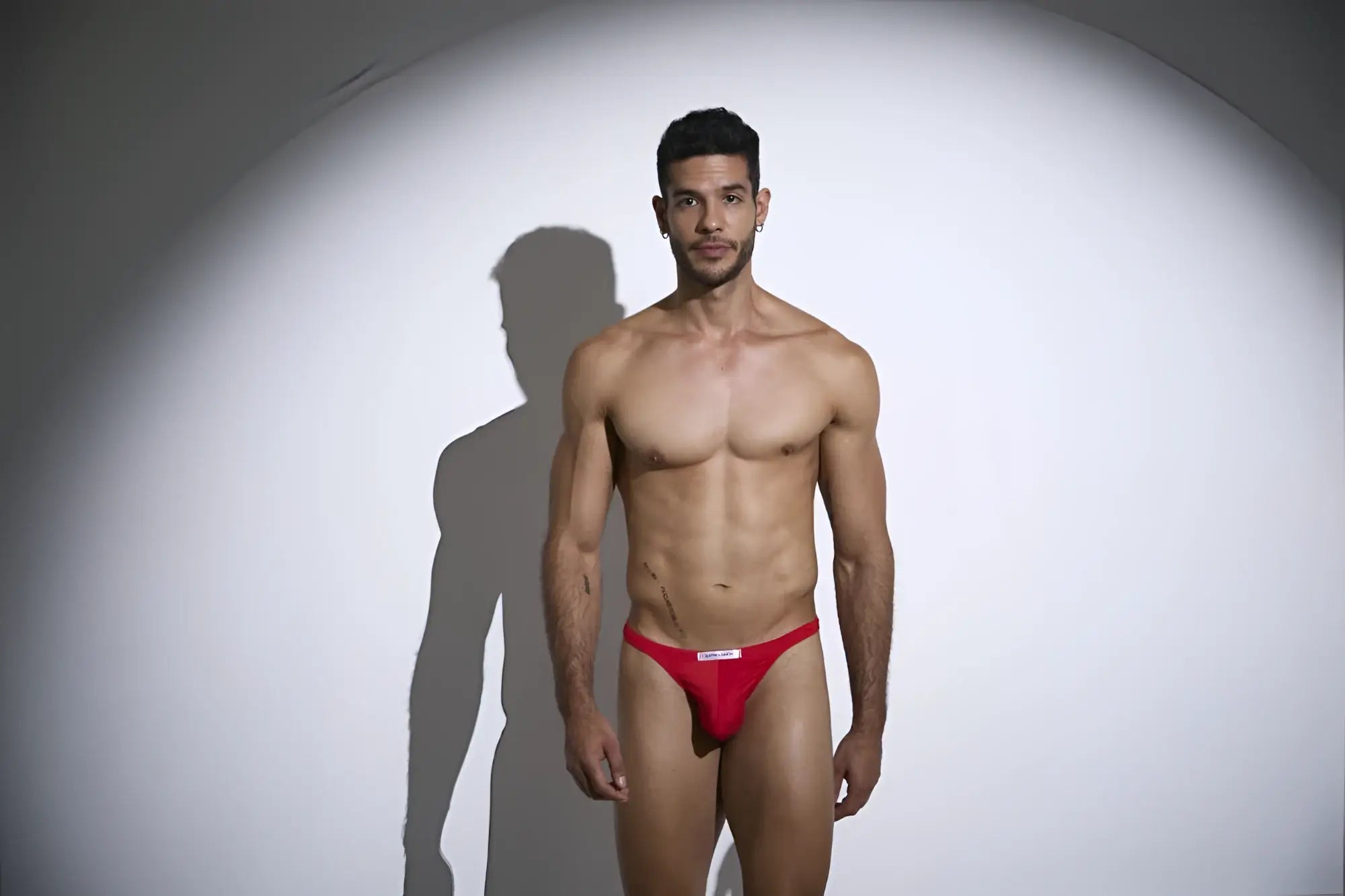 Justin simon xsj03 classic red athletic briefs with small white logo on front for active wear
