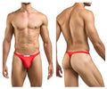 Justin Simon XSJ03 classic red thong with a white label at the front in peach red color