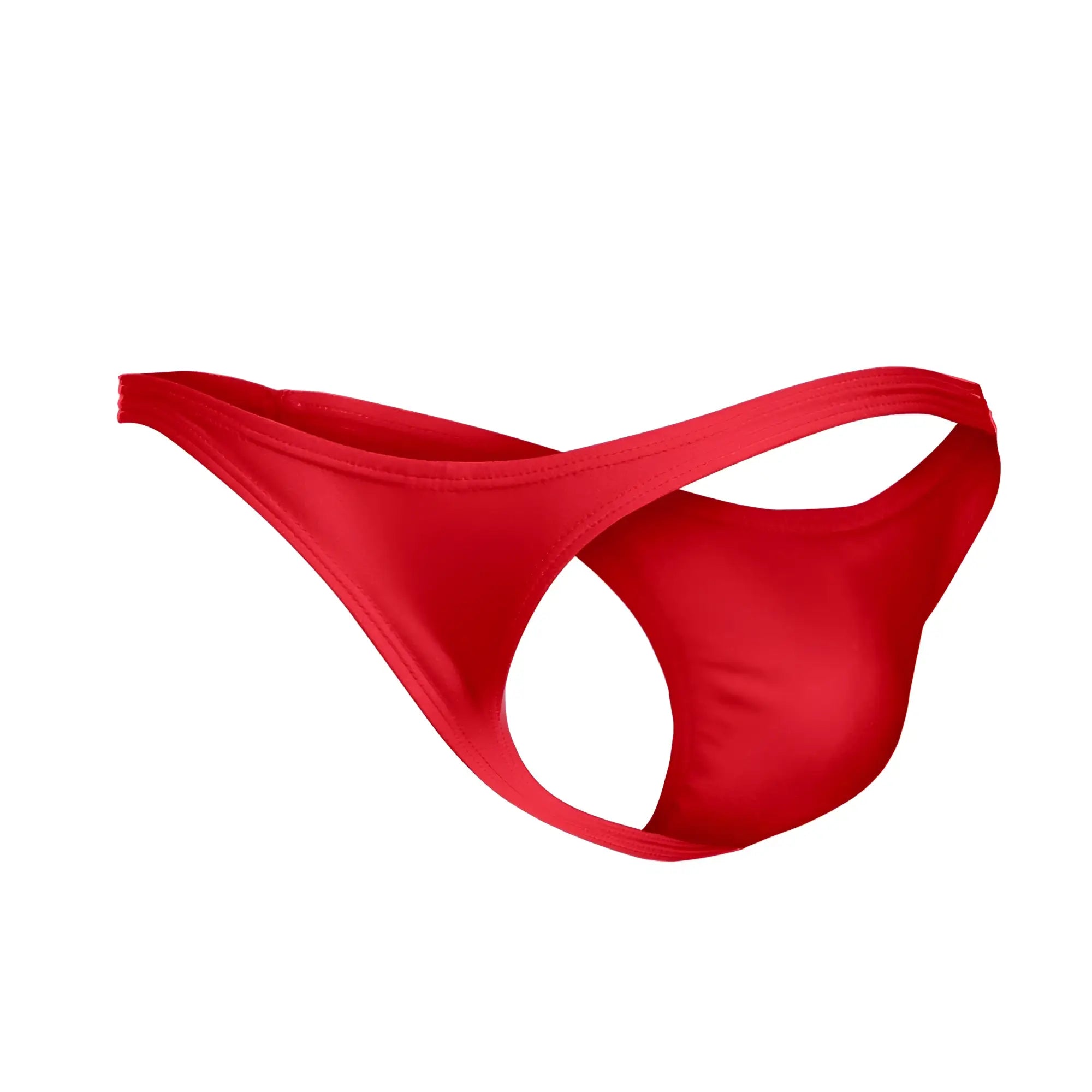 Justin Simon XSJ03 classic thong in vibrant red made of smooth stretchy fabric with a sleek minimalist design