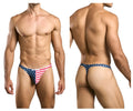 Justin plus simon xsj03 classic thong in usa flag colors red white and blue shown from the back side