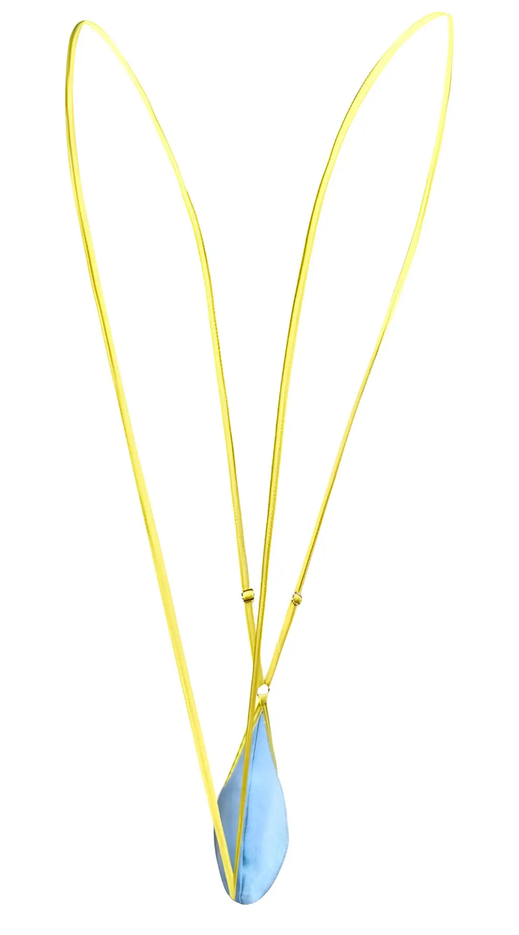 A delicate yellow chain necklace with a blue teardrop pendant from justin simon xsj04 sling color baby blue collection