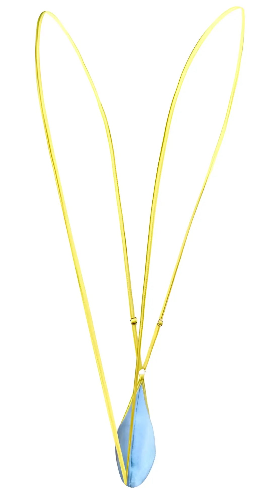 A delicate yellow chain necklace with a blue teardrop pendant from justin simon xsj04 sling color baby blue collection