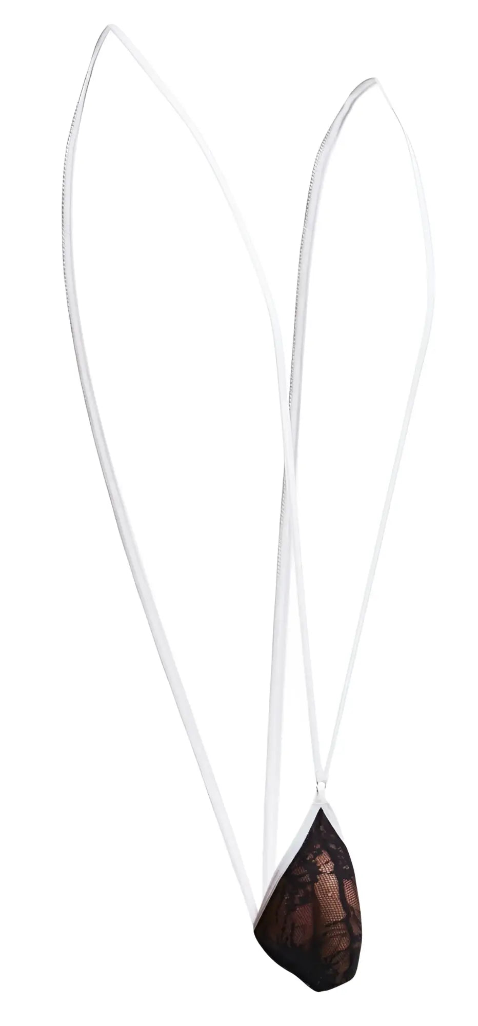 Justin and Simon Xsj04 black lace pendant necklace with teardrop design and white cord sling color accessory