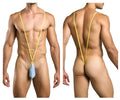 Yellow stringed men’s swimwear with blue textured lurex pouch at front by justin+simon xsj04 sling color lurex blue