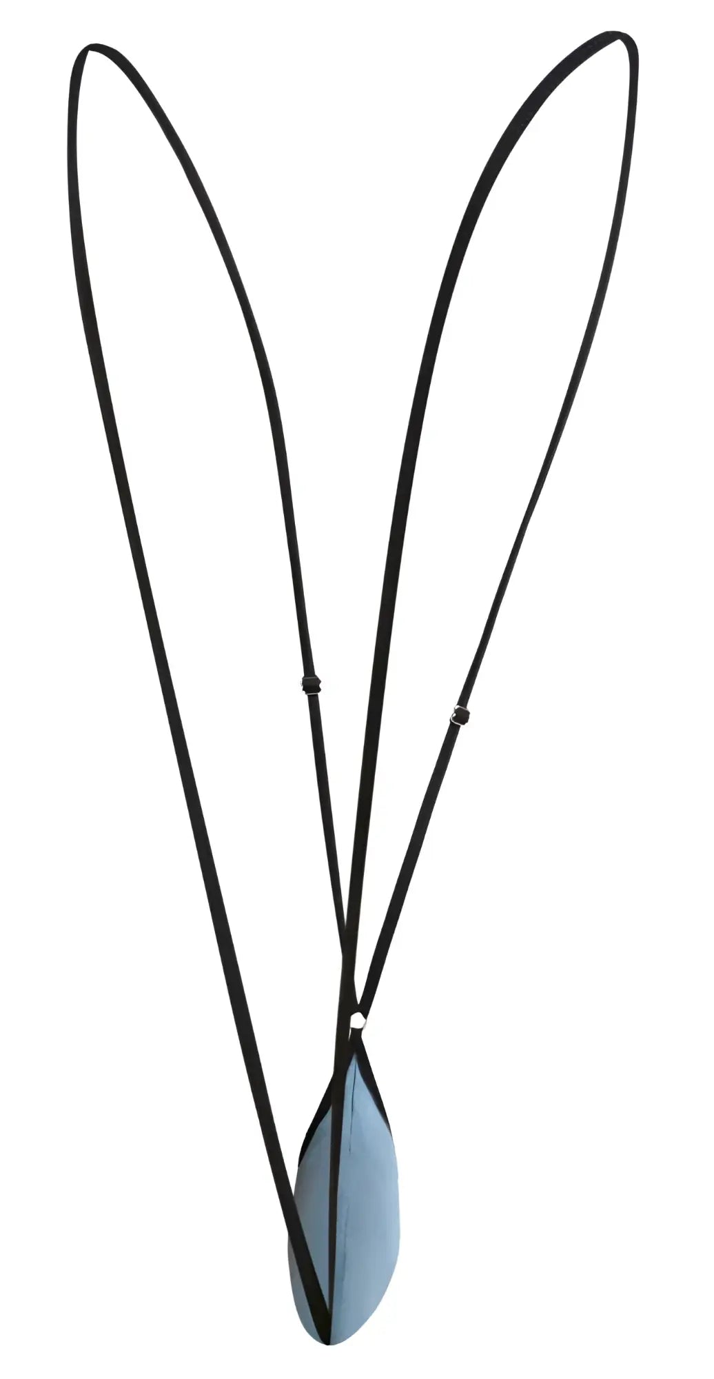 Black cord necklace with light blue teardrop pendant featured in justin simon xsj04 sling color metal green product