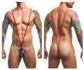 Red stringed men’s thong with navy blue floral pattern at front from JUSTIN+SIMON XSJ04 sling color mexico