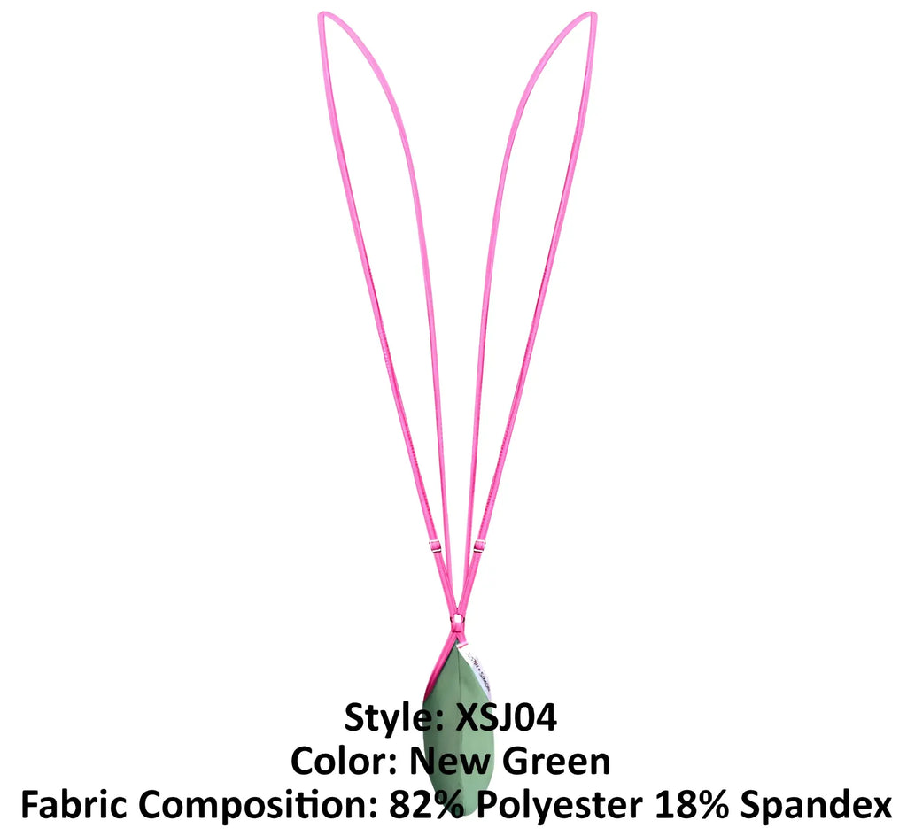 A vibrant pink justin+simon xsj04 sling with three straps converging in a central green tag for stylish use
