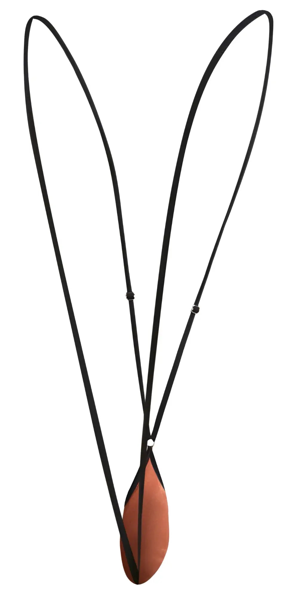 Black cord necklace with teardrop copper pendant in justin simon xsj04 sling color ochre design