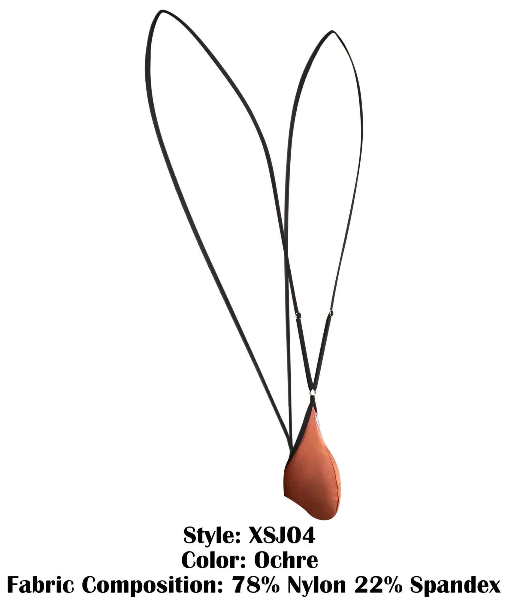 Justin+Simon xsj04 sling in ochre color teardrop pendant made of 78 nylon 22 spandex suspended on a black cord