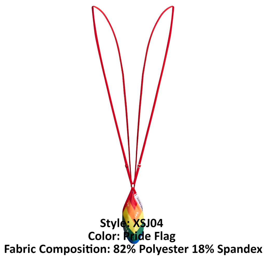 Justin simon xsj04 sling color pride flag rainbow lanyard with vibrant tapered pendant made of polyester and spandex