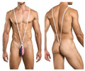Men’s thong with american flag print front pouch and white string straps justin simon xsj04 sling usa flag