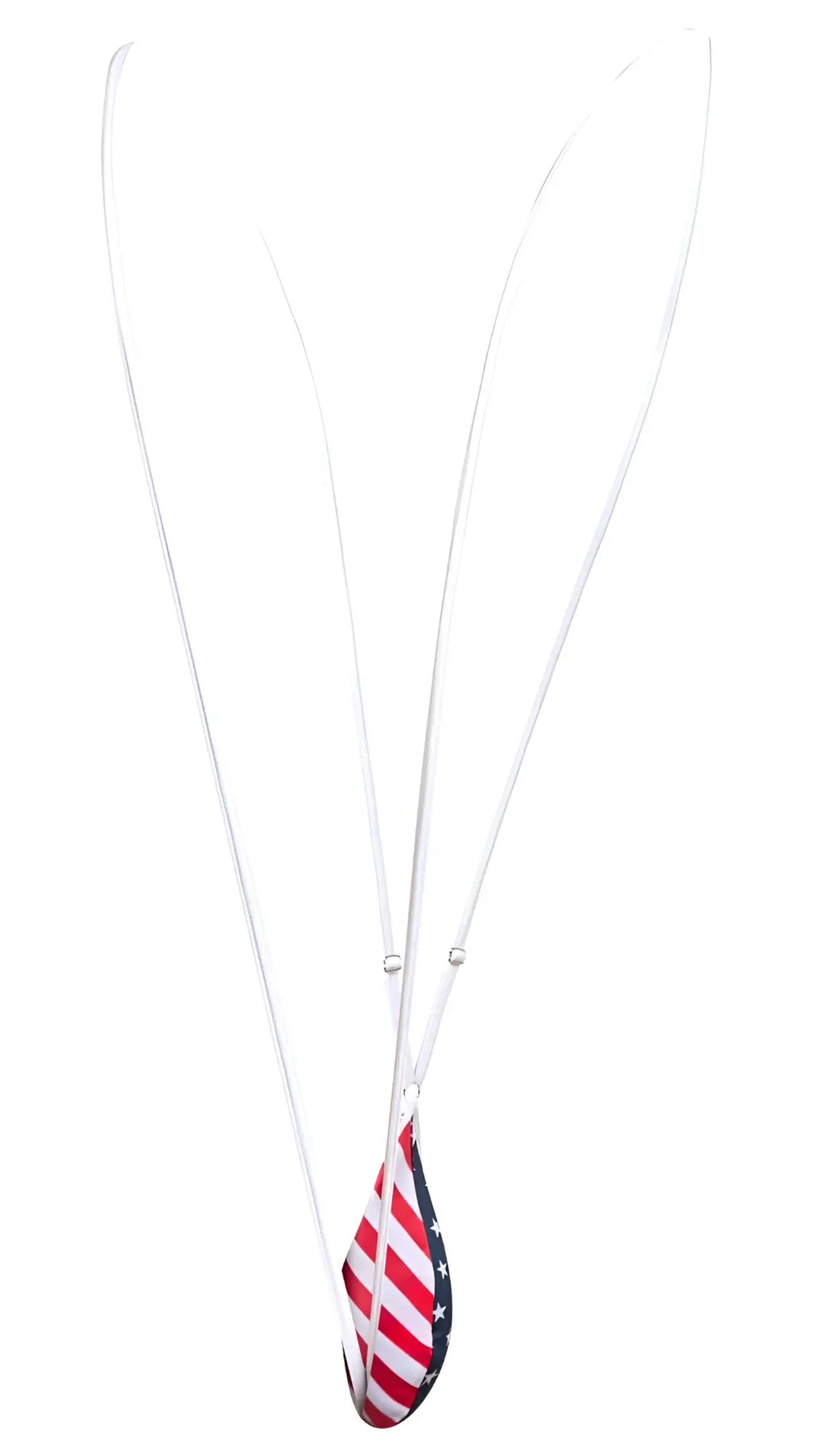 A teardrop-shaped pendant necklace from justin+simon xsj04 sling color featuring red white and blue usa flag design