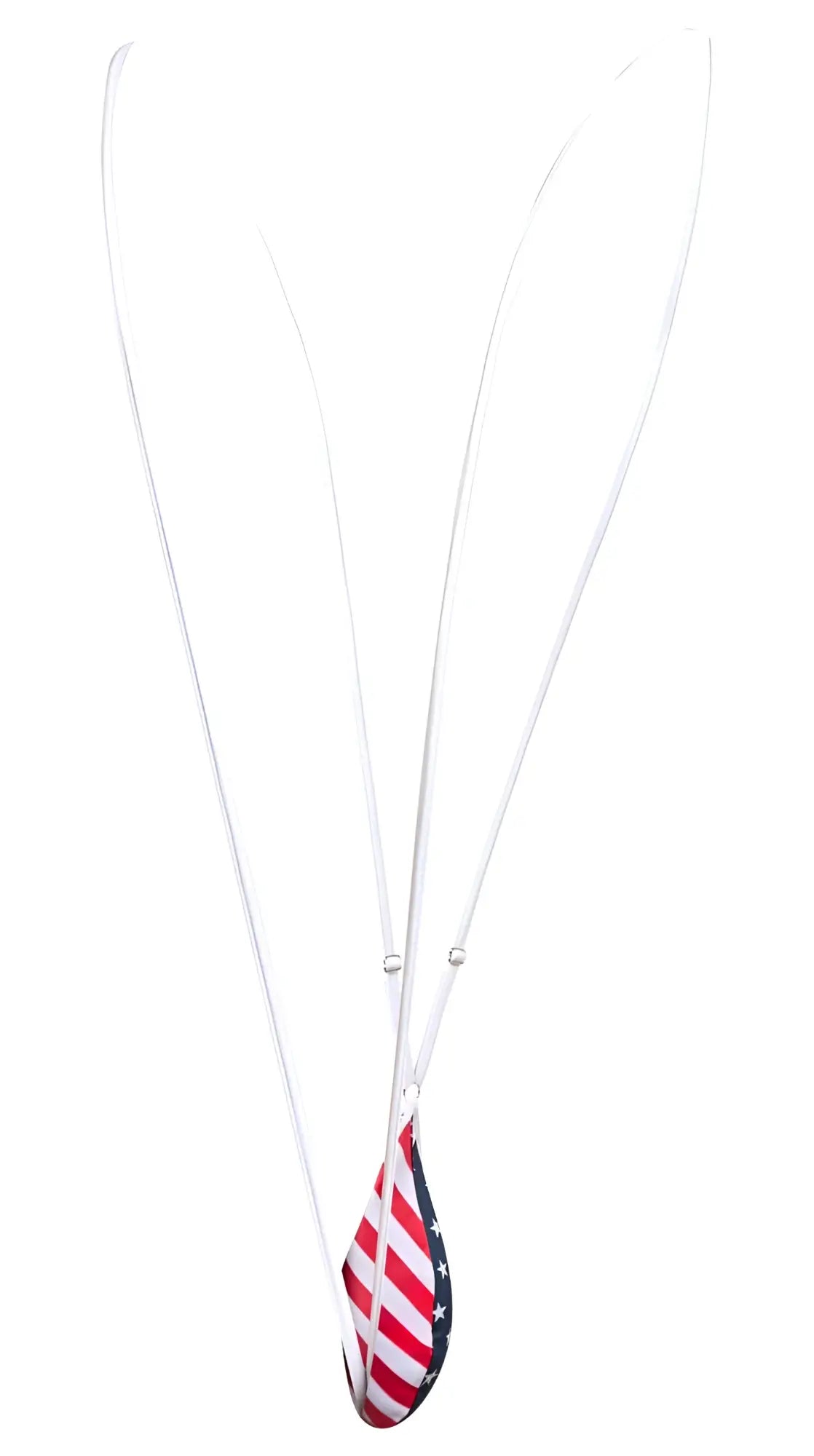 A teardrop-shaped pendant necklace from justin+simon xsj04 sling color featuring red white and blue usa flag design