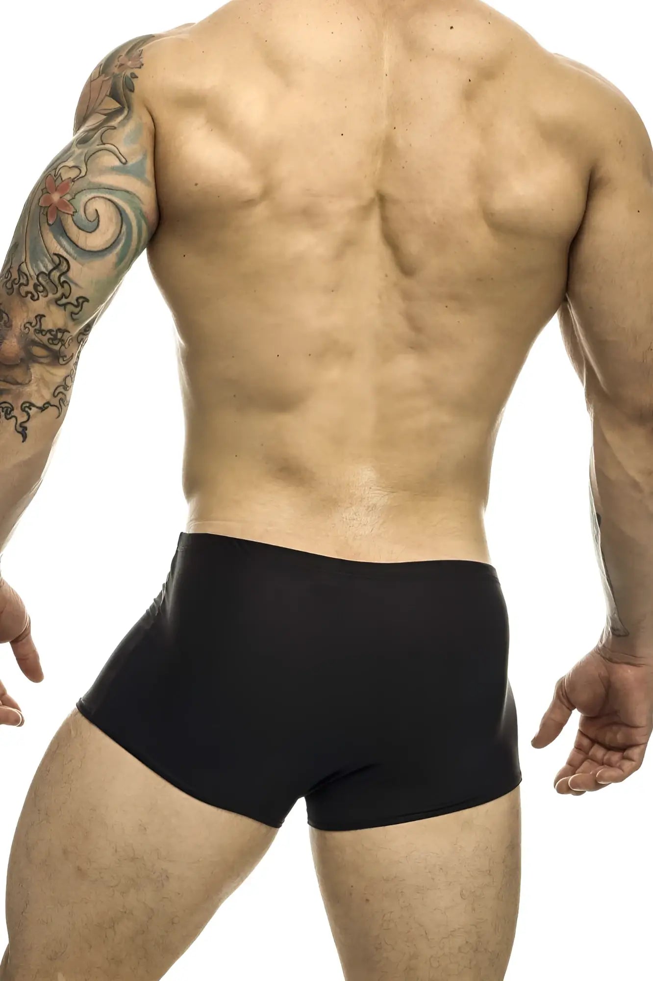 Black justin simon xsj08 classic trunks with smooth form-fitting design made for athletic comfort and support