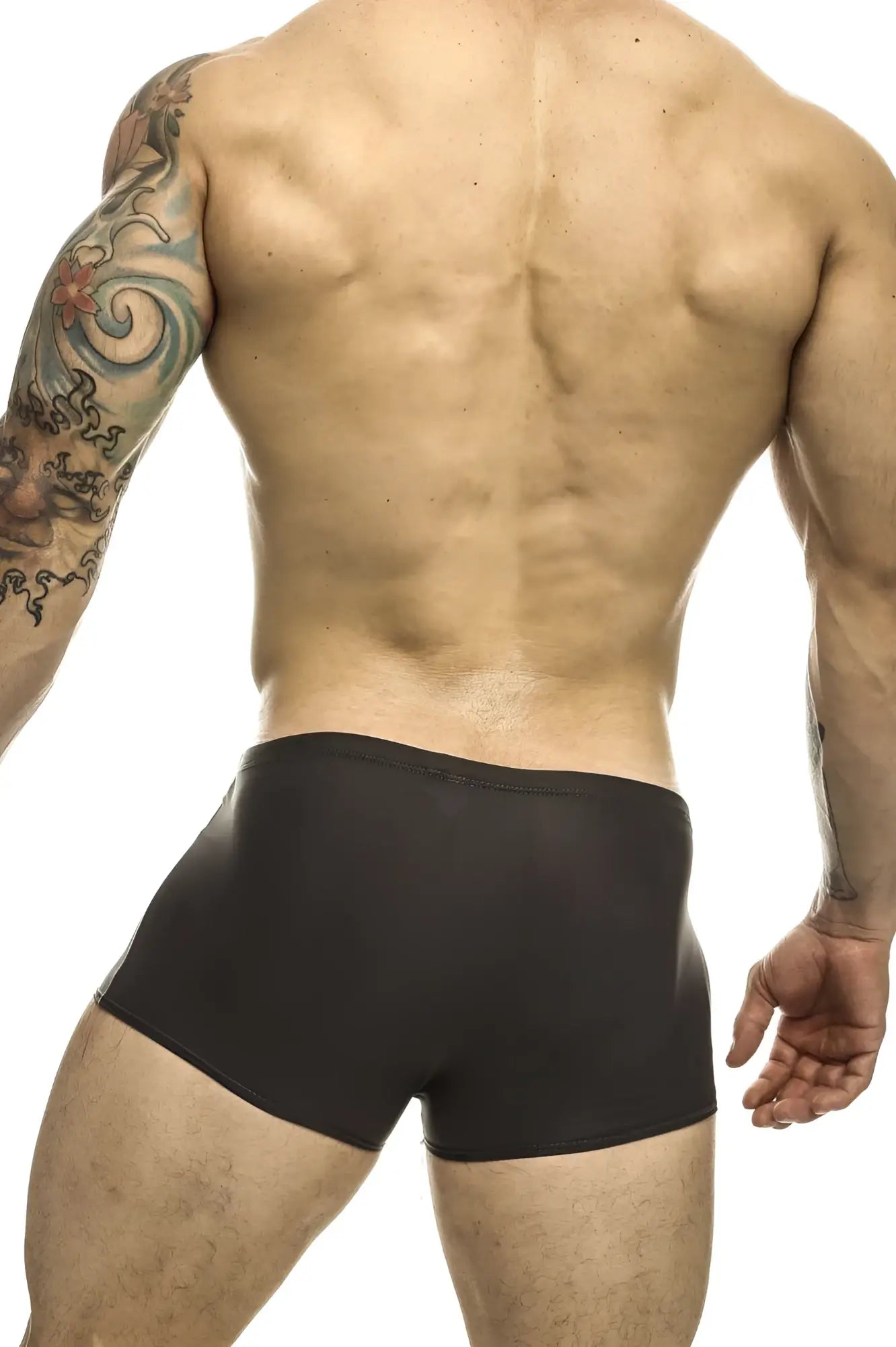 Justin+Simon xsj08 classic trunks in gray featuring black form-fitting boxer briefs with smooth stretchy fabric