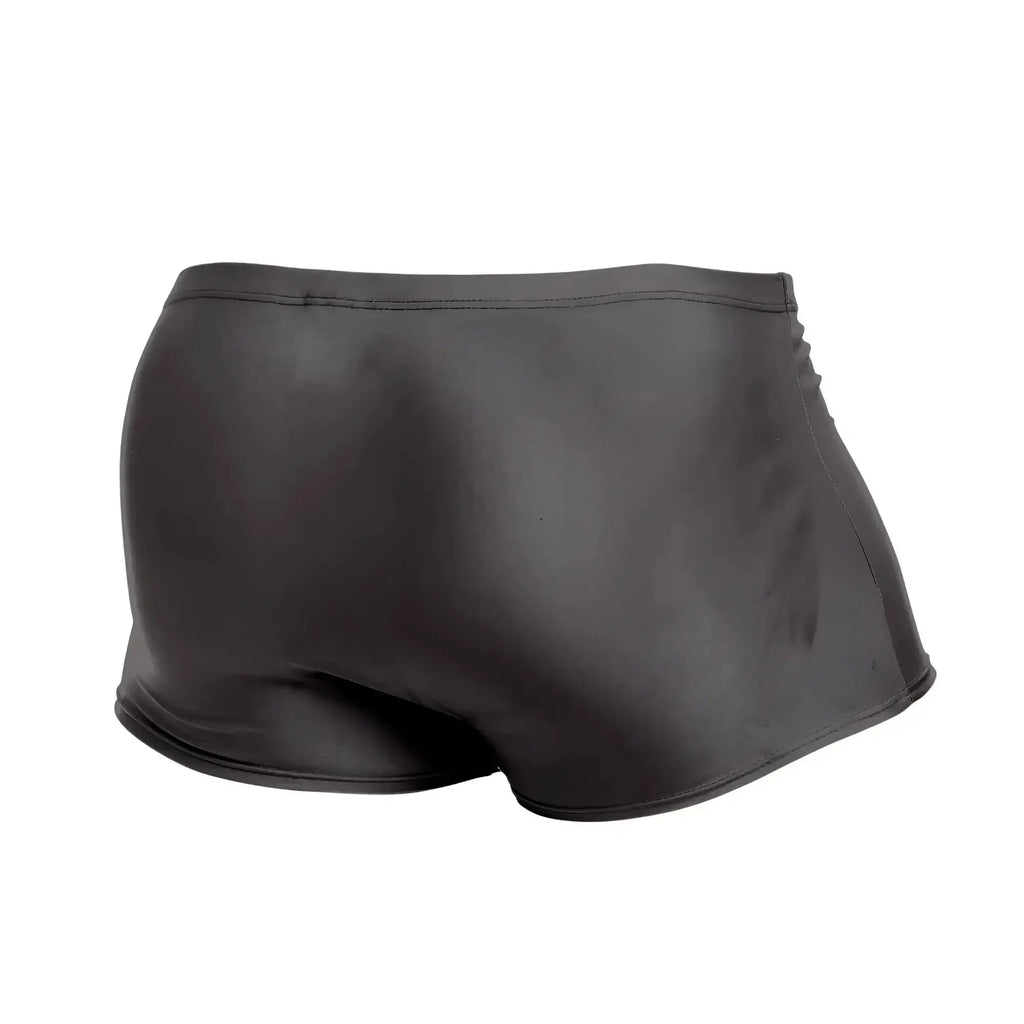 Justin+Simon XSJ08 classic trunks in gray with a shiny, smooth, form-fitting finish for swimwear use