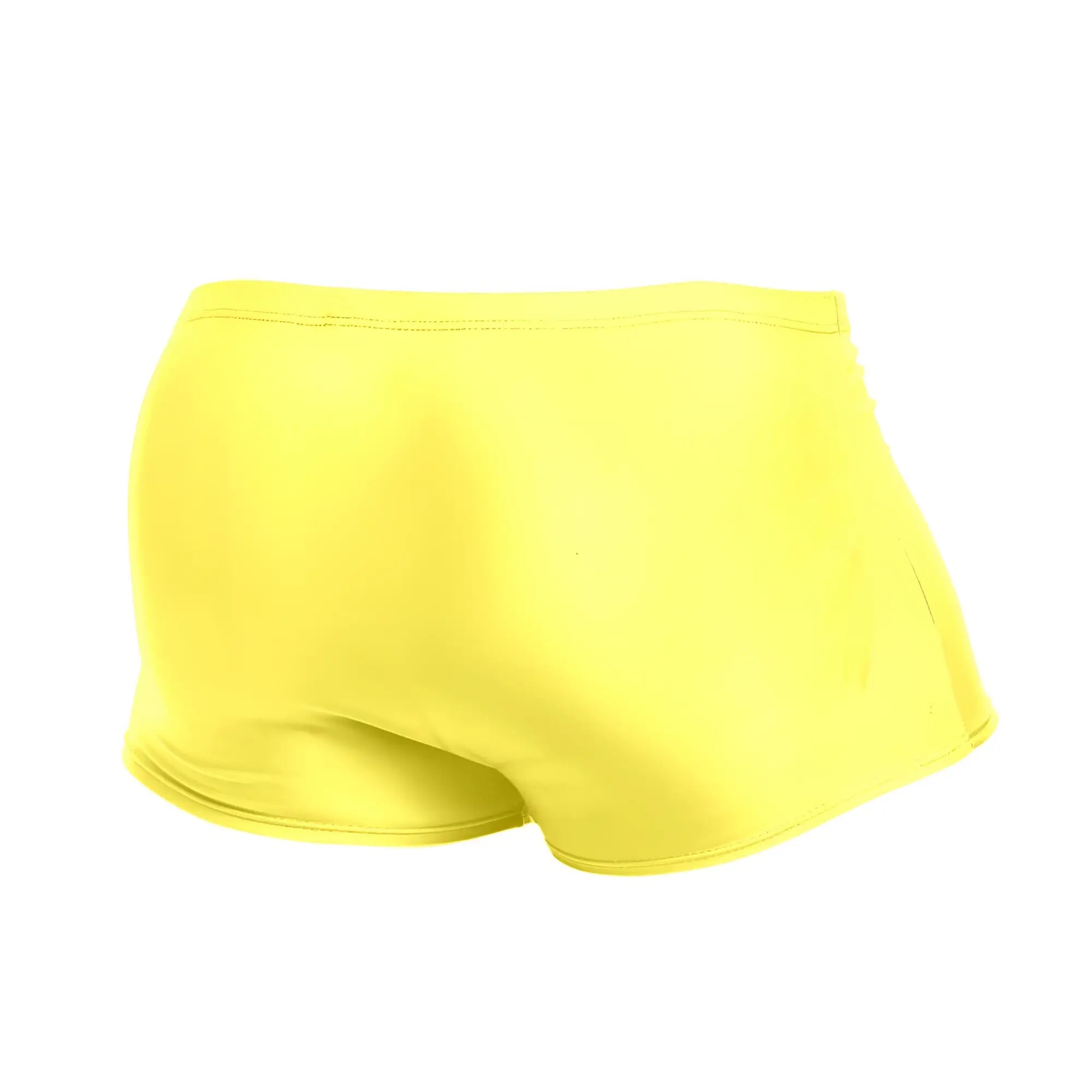 Bright yellow justin simon xsj08 classic swim trunks with smooth texture and minimalist design