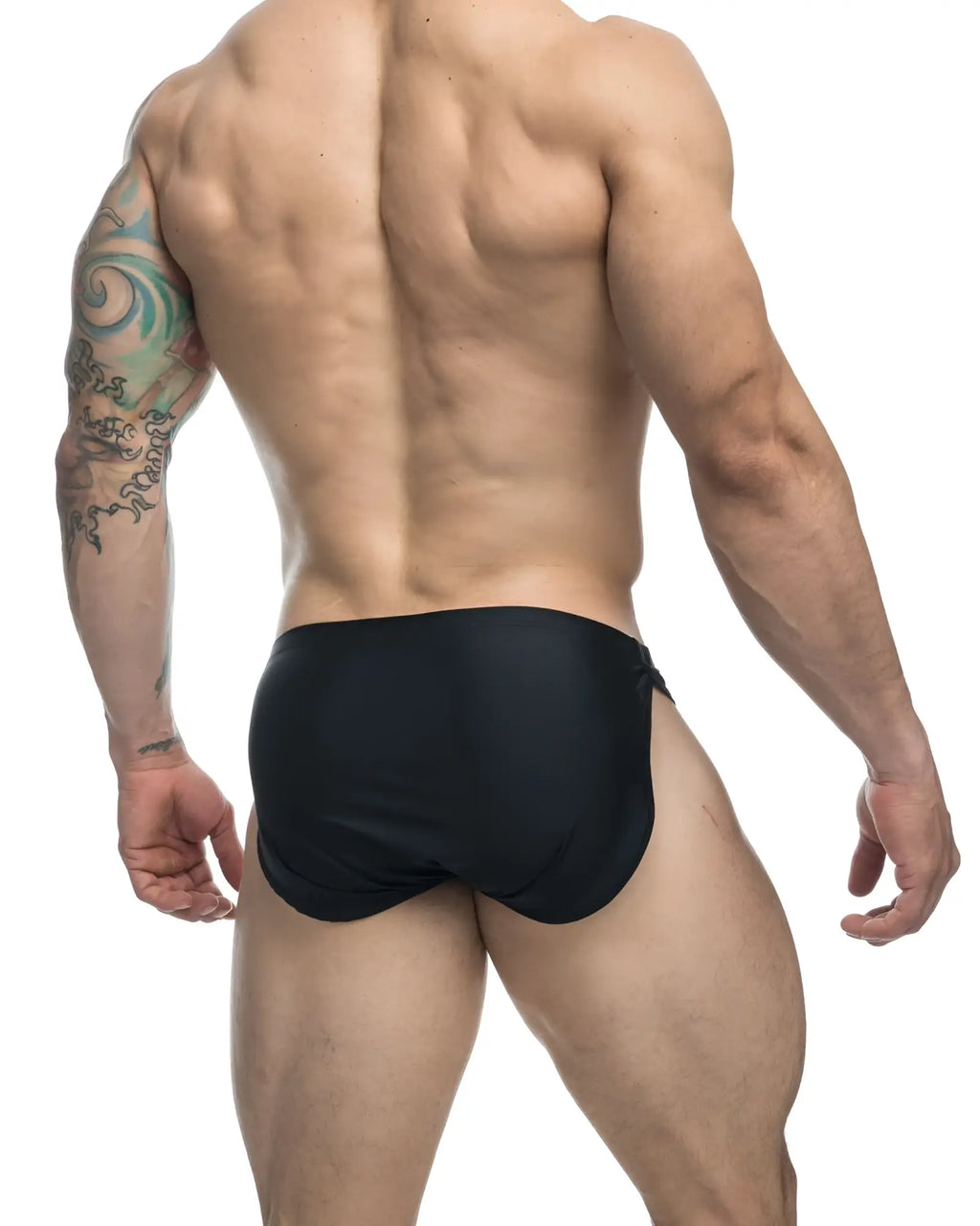 Black justin simon xsj09 running shorts with a sleek minimalist design in form fitting fabric for active use
