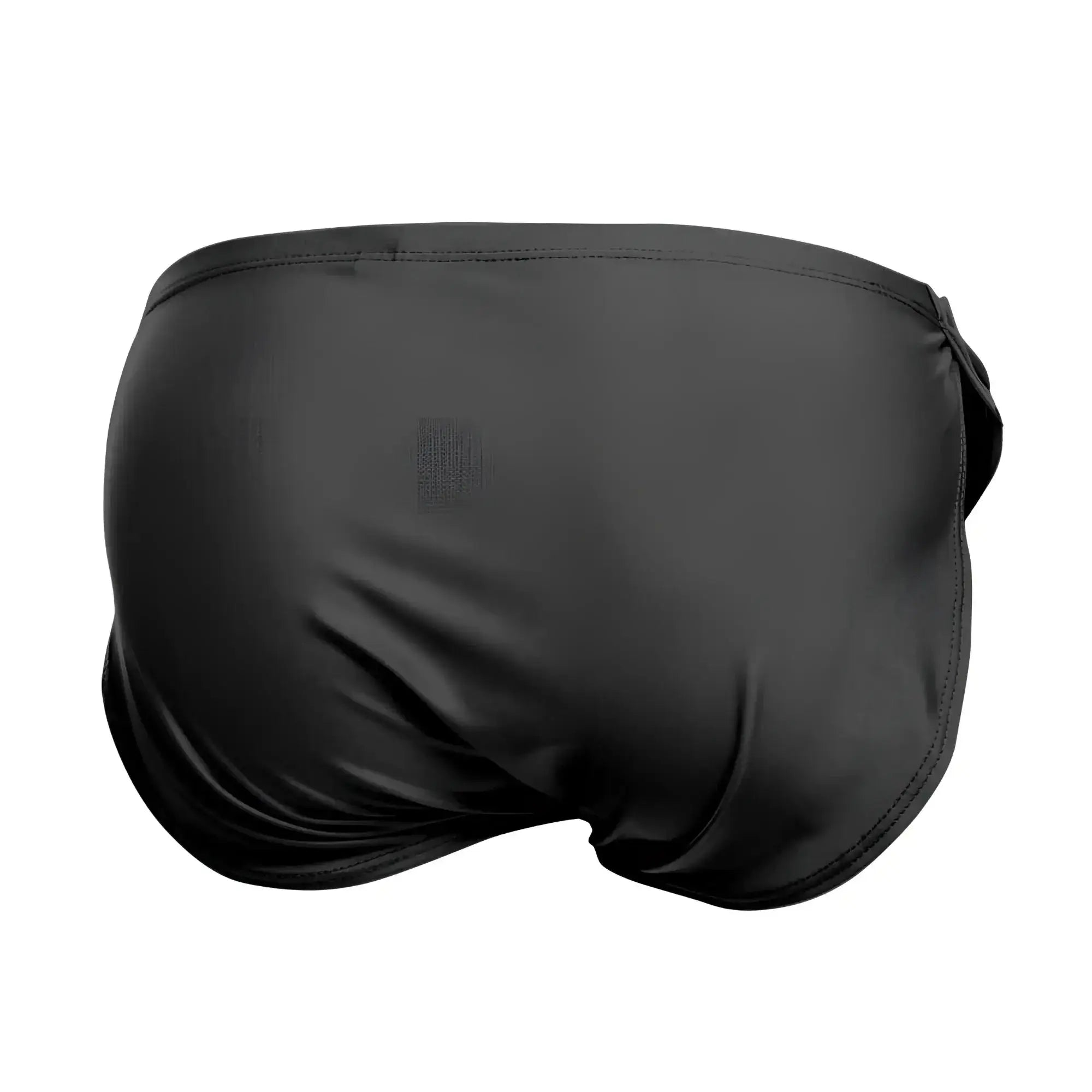 Black justin simon xsj09 running shorts with smooth satin finish and side-tie closure