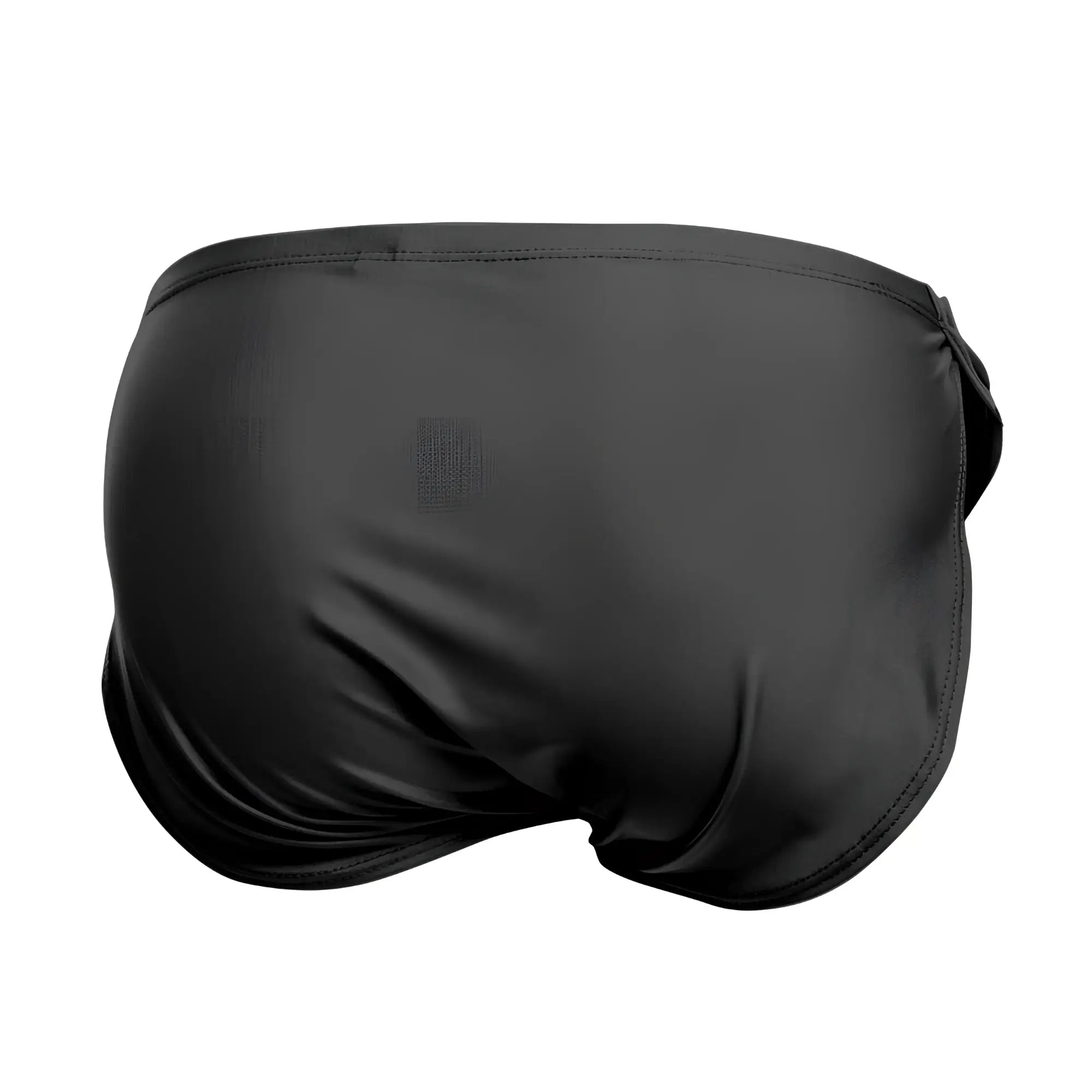Black justin simon xsj09 running shorts with smooth satin finish and side-tie closure