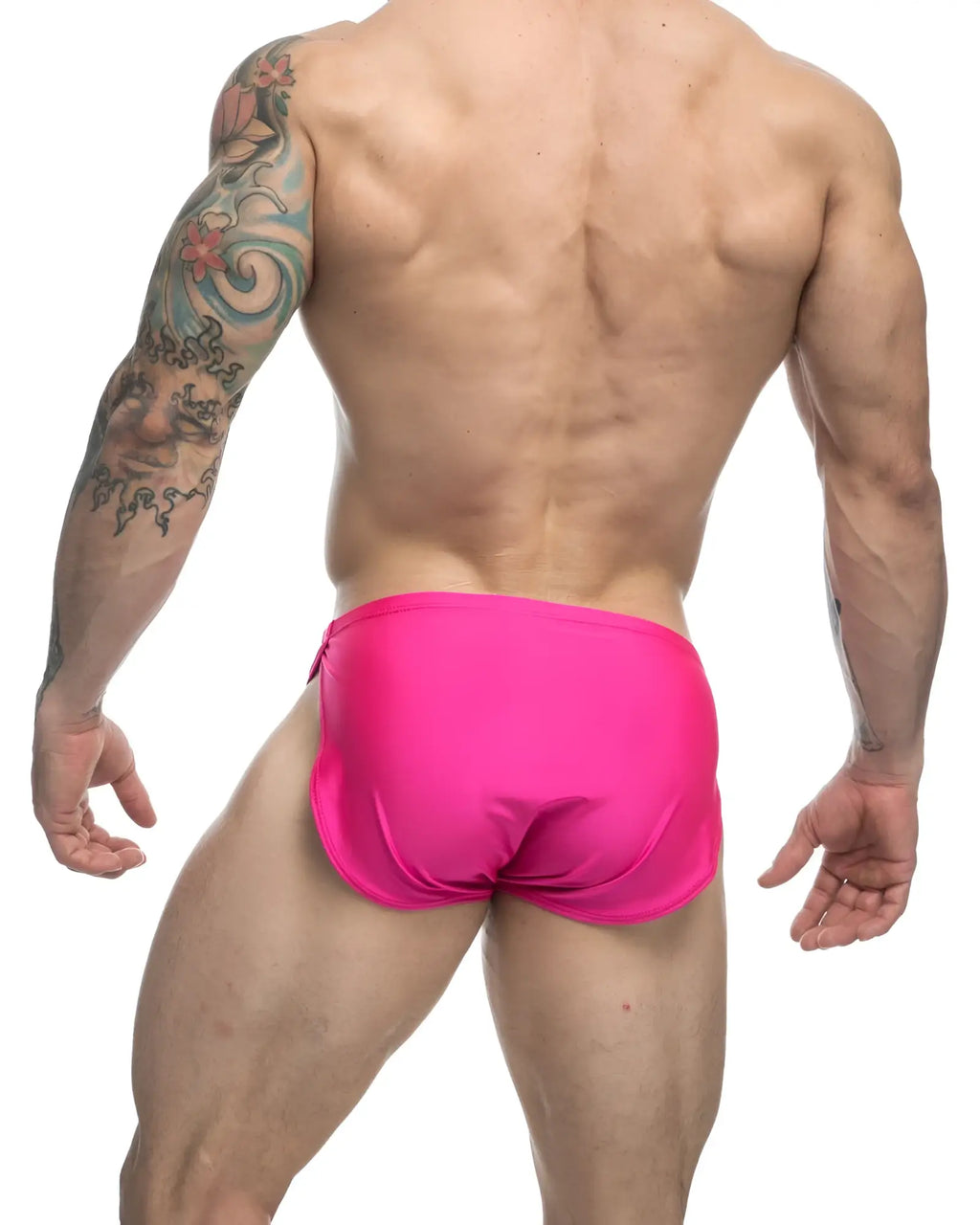 Bright pink justin simon xsj09 running shorts made of smooth shiny fabric ideal for active wear