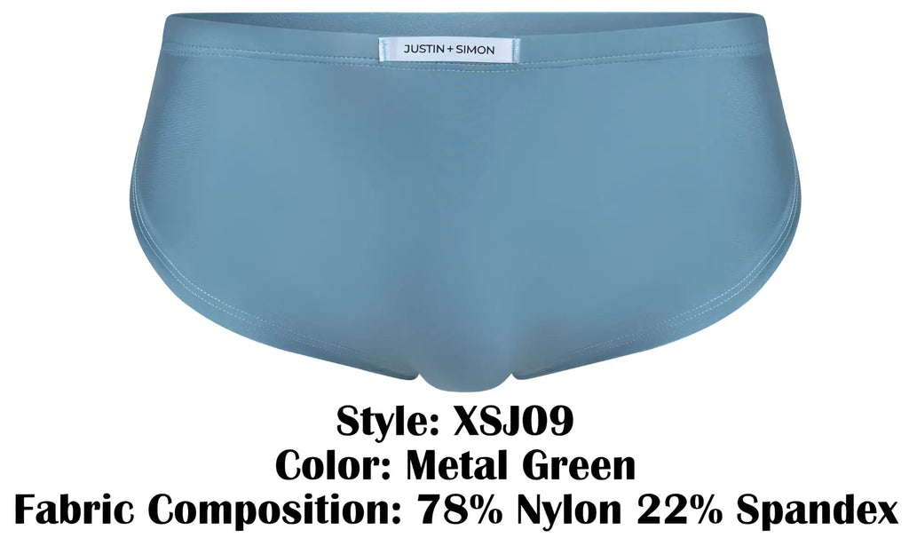 Metal green running briefs by justin simon style xsj09 designed for comfort and performance