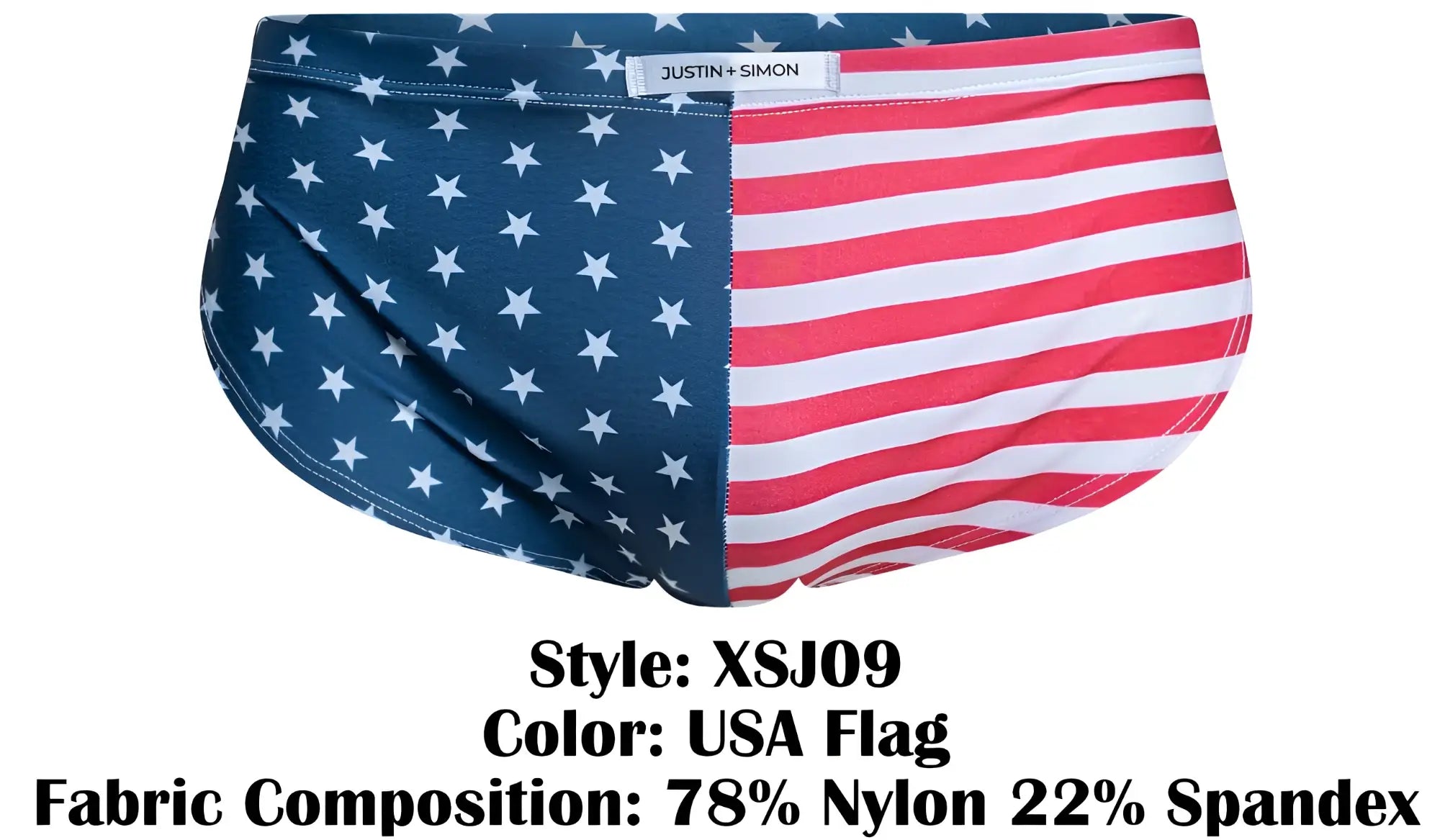 Justin simon usa flag running shorts with navy star left side red and white striped right side made of nylon spandex