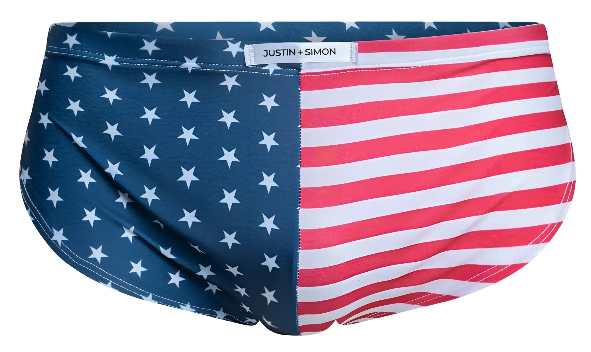 Justin simon xsj09 running shorts featuring bold usa flag design with red white stripes and blue white stars