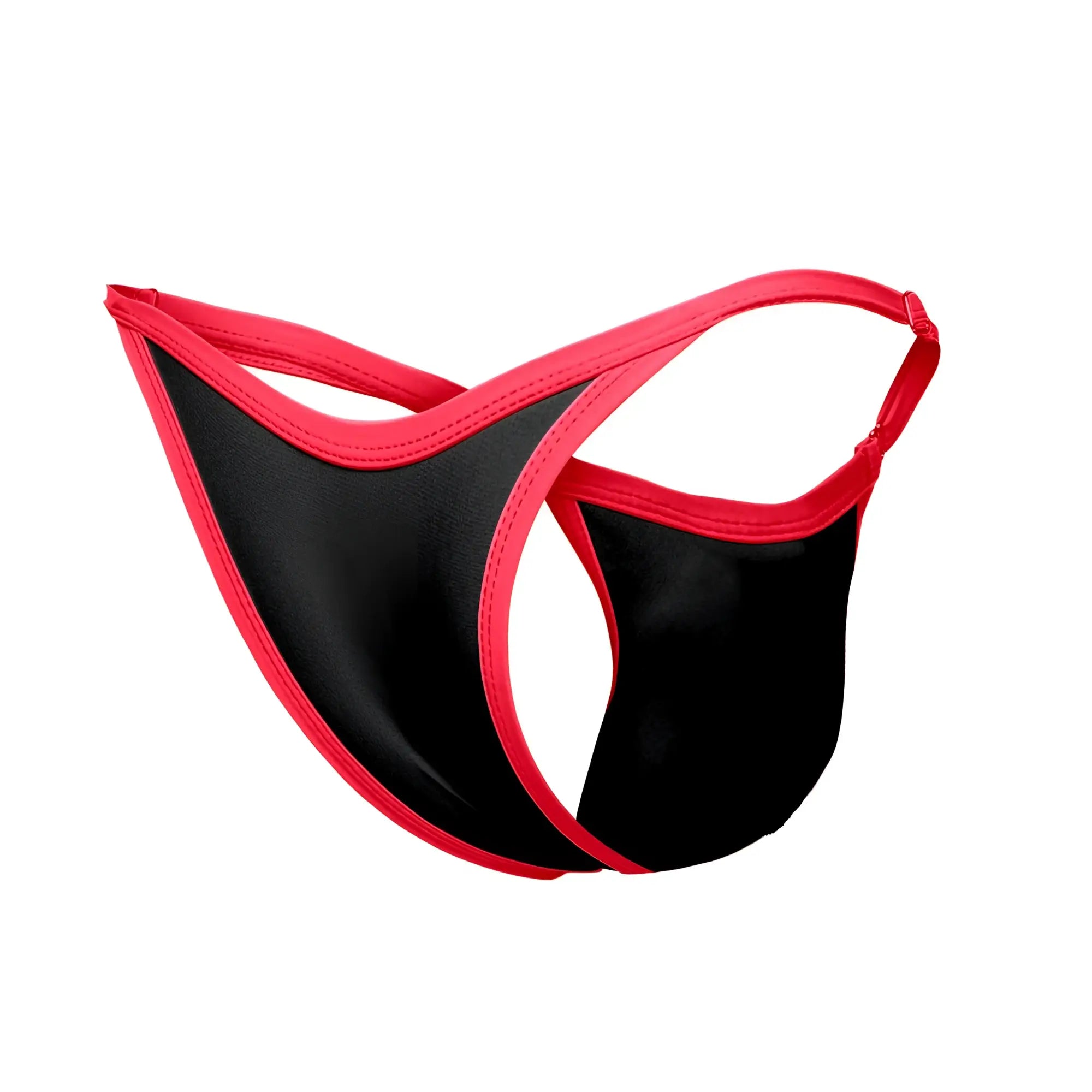Black and red satin thong bikini with sleek minimalist design from JUSTIN+SIMON XSJ12 in one color black