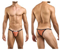 Justin simon xsj12 bikini thong in ochre orange and black with a small white label at the front