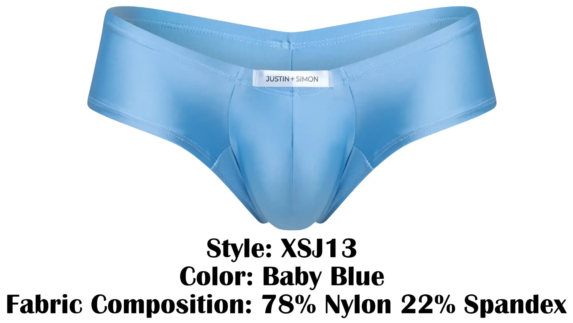 Baby blue justin + simon xsj13 cheeky bulge boxer men’s briefs made of 78 nylon 22 spandex designed for comfort
