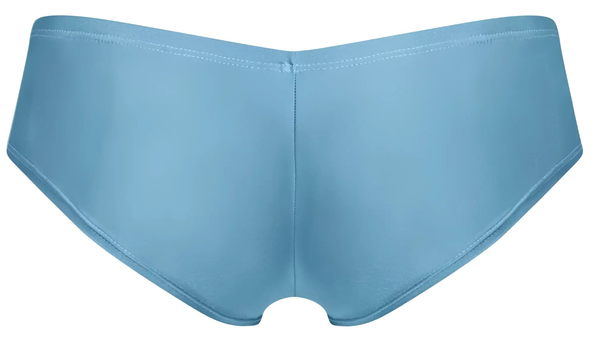 Light blue smooth textured women’s briefs with simple seamless design for comfort and style by justin simon