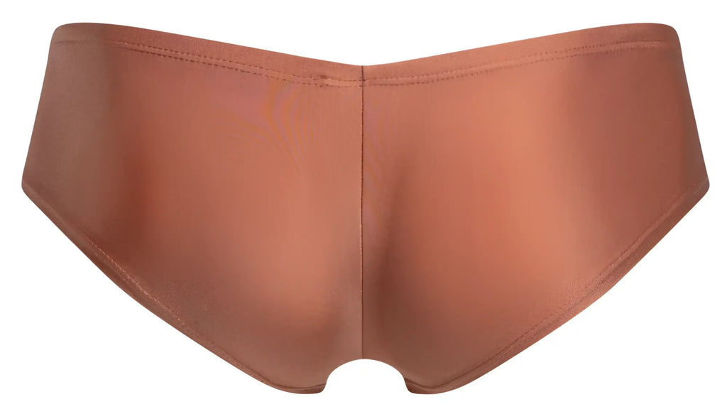 Justin+Simon xsj13 cheeky bulge boxer in copper satin with smooth glossy finish and clean edge stitching